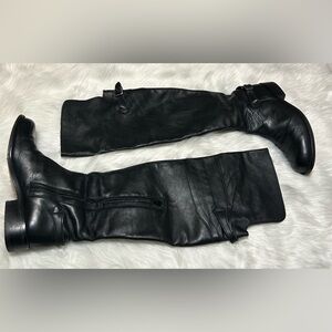 Steve Madden Black Leather Over-the-Knee Boots